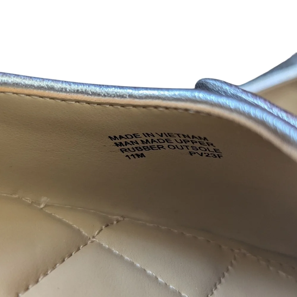 Michael Kors Metallic Silver Ballet Flats Bow Logo Size 11M New